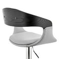 thumbnail image 5 of Benson Adjustable Gray Faux Leather and Black Wood Bar Stool with Chrome Base, 5 of 12