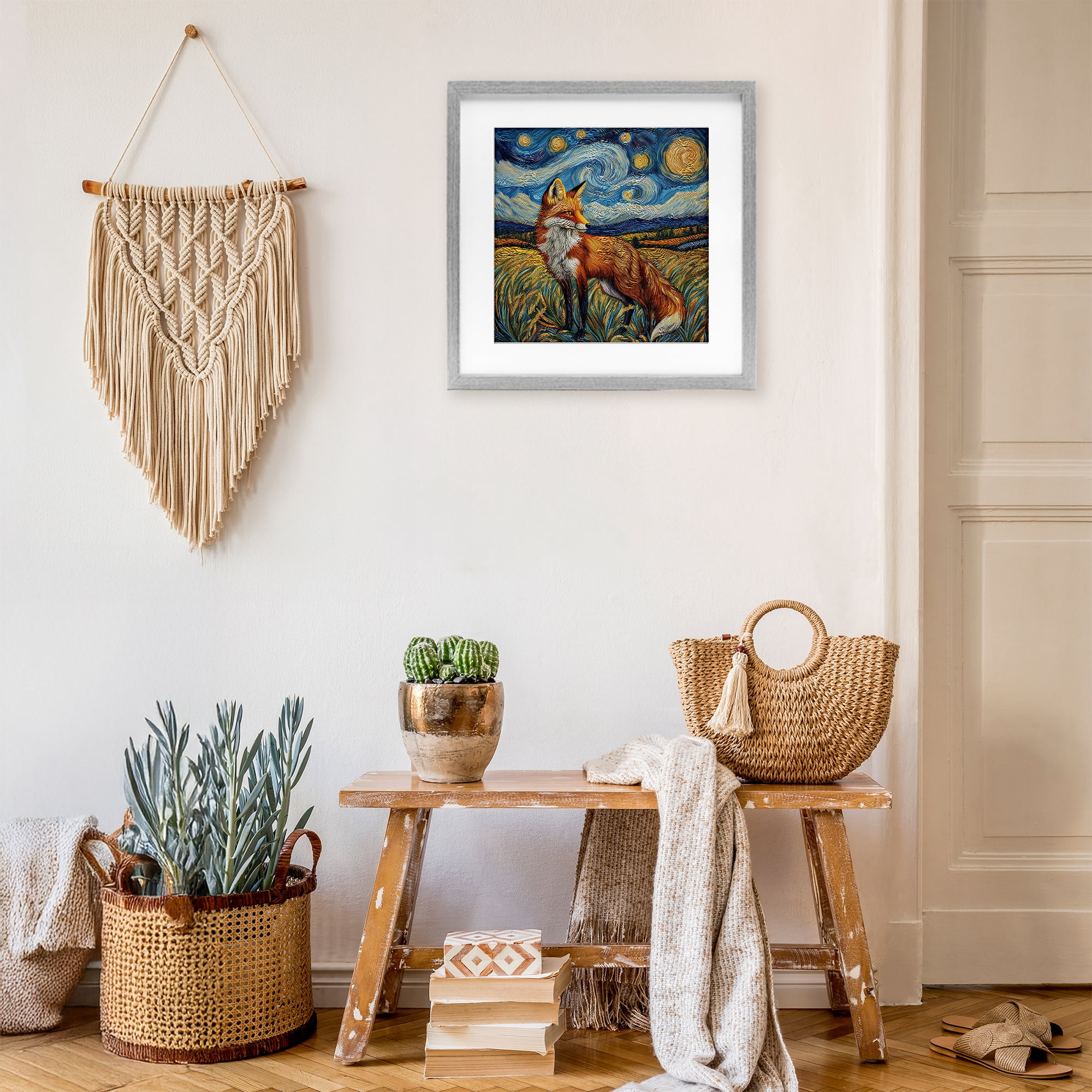 Stupell Industries Swirling Impressionist Fox Gray Framed Print Under Glass, design by The Wands Want