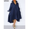 thumbnail image 2 of Loose Dress Women Casual Lapel Neck Dress Women Bohemian Sundress VONDA 2023 Vestidos Elegant Sundress Robe FemmeXL&China Gao Jinjia LED, 2 of 2