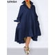 thumbnail image 2 of Loose Dress Women Casual Lapel Neck Dress Women Bohemian Sundress VONDA 2023 Vestidos Elegant Sundress Robe FemmeXXL&China Gao Jinjia LED, 2 of 2