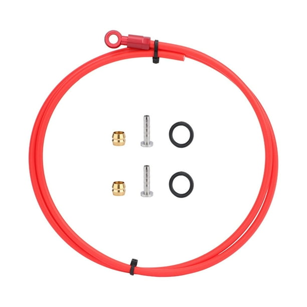 Kit de manguera de freno de disco hidráulico para bicicleta de montaña con oliva y inserto de conexión Rojo 1m
