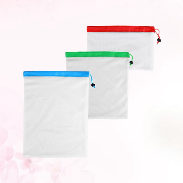 OULII 3Pcs Produce Bags Reusable Mesh Breathable Washable For Toys Fruits Vegetables Storage 17 Inch 14 Inch 8 Inch