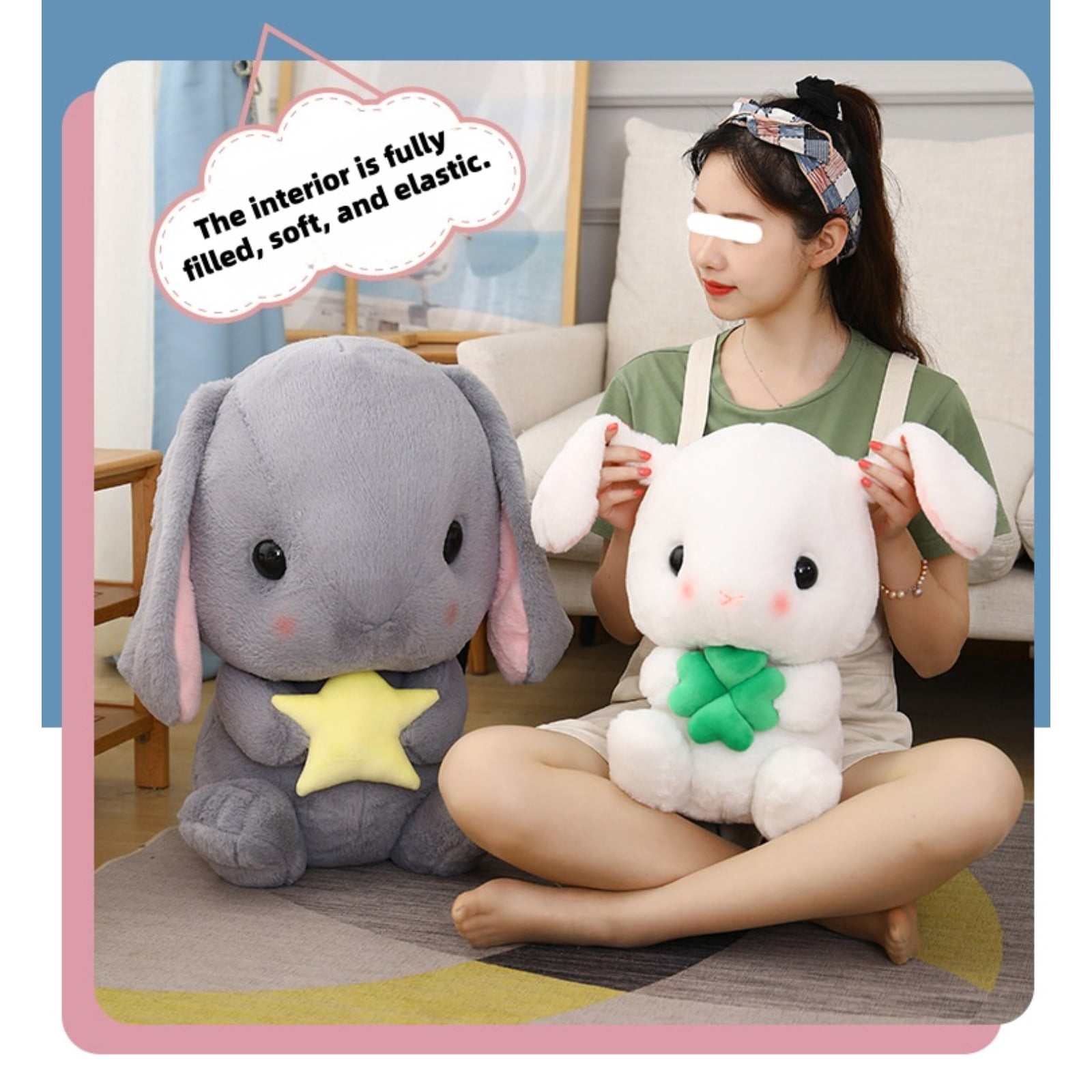 Long Ear White Bunny Plush Toy Soft Stuffed Rabbit Doll Decorative Gift