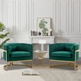 thumbnail image 6 of Andeworld Modern Upholstered Velvet Accent Chair Wide Arm Chair for Living Room Bedroom Leisure Chair Barrel Chair Green with Gold Legs, 6 of 6