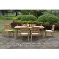 thumbnail image 6 of Teak Dining Set: 6 Seater 7 Pc: 117" Double Extensions Rectangle Dining Table & 6 Arbor Stacking Armless Chairs Outdoor Patio Grade-A Teak Wood WholesaleTeak #WMDSAB63, 6 of 6