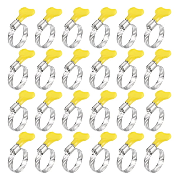 Abrazadera de manguera de engranaje de gusano, 24 piezas de tipo de llave ajustable de acero inoxidable de 3/4"-1 1/4" para asegurar mangueras