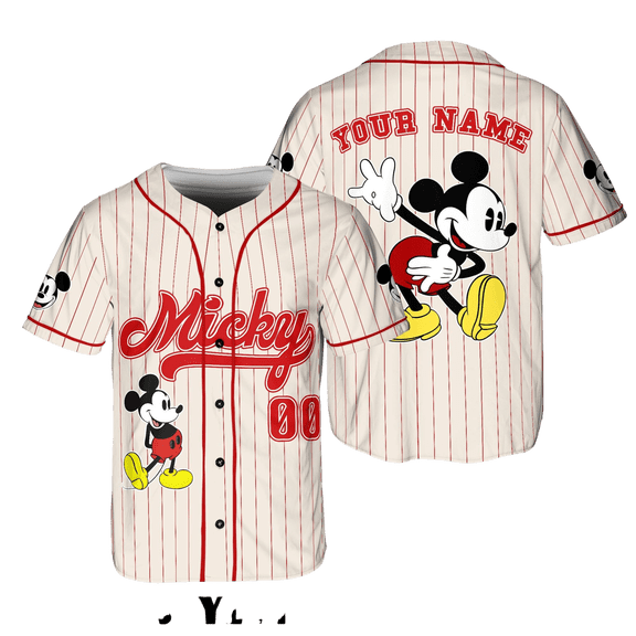 Custom Mickey Baseball Jersey, Disney Mouse Baseball Fan Lover Gift, Family Vacation Matching Outfit