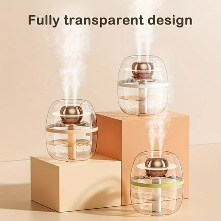 

YANGKJ Large Capacity Dual-Spray USB Humidifier with Silent Operation and Small Night Light 101.44oz Water Tank Perfect for Office and Bedroom Use Fully Transparent Design