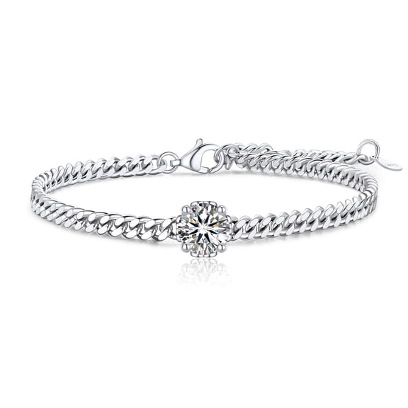 MomentWish Bracelet for Women, 1Carat Moissanite Link Bracelets for Wife 925 Sterling Silver, Anniversary Valentine's Day Gift