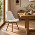 thumbnail image 1 of Silla de Comedor Moderna con Asiento Acolchado de Diseño Minimalista Tipo Eames Pedestal - Silla Ergonomica Acojinada con Estructura de Madera Ideal para Interior Blanco, 1 of 5