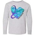 thumbnail image 3 of Inktastic Suicide Prevention Awareness Purple and Teal Heart Ribbon Long Sleeve Youth T-Shirt, 3 of 5