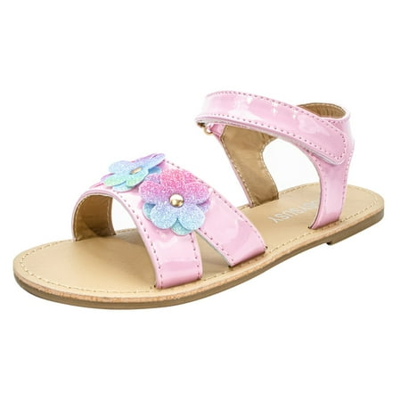 

adviicd Little Girls Shoes Sandals For Girls Girls Flat Soled Shoe Dress Shoes Rhinestone Bows Low Heel Princess Flower Wedding Party For Toddler Little Kid Pink 10