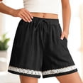thumbnail image 5 of Bloomae Womens Linen Shorts Summer Casual Loose Drawstring Elastic Waist Beach Vacation Comfy Shorts Lightweight Lace Floral Crochet Eyelet Trim Boho Short Pants with Pockets Black XXL, 5 of 10