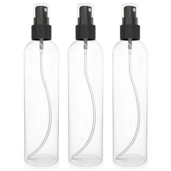 Fine Mist Spray Bottles 8 OZ, Empty Refillable Containers - Essential Oils, Disinfectant Spray, Water (Pack of 3, Black)