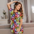 thumbnail image 3 of Balery Colorful Bulldog Camisón de manga corta con cuello redondo para mujer, cómodo y elegante., 3 of 6