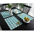 thumbnail image 3 of Easter Plaid Teal Green Indoor Placemat Set of 6, Non-Slip Placemats for Kitchen/Dining Table/BBQ/Patio/Parties, 12"x18" Washable Durable Cotton-Linen Table Mats, Farmhouse Buffalo Check, 3 of 6