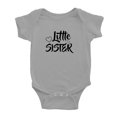 thumbnail image 3 of Twin Baby Newborn Baby Bodysuit Big Little Big Sister Infant Jumpsuit (Gray, 12-18M), 3 of 5