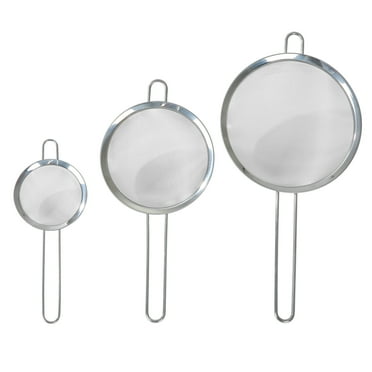 Mainstays 3 Pack Premium Stainless Steel Fine Mesh Strainers 4", 6", and 8", Silver