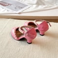 thumbnail image 4 of Ymyiu Flower Girl Shoes Girls Dress Shoes Princess Crystal High Heels Closed Toe Party Wedding Flower Girls Shoes Toddler Little Big Kid Size 1.5 (Pink,Big Kids 1.5), 4 of 6