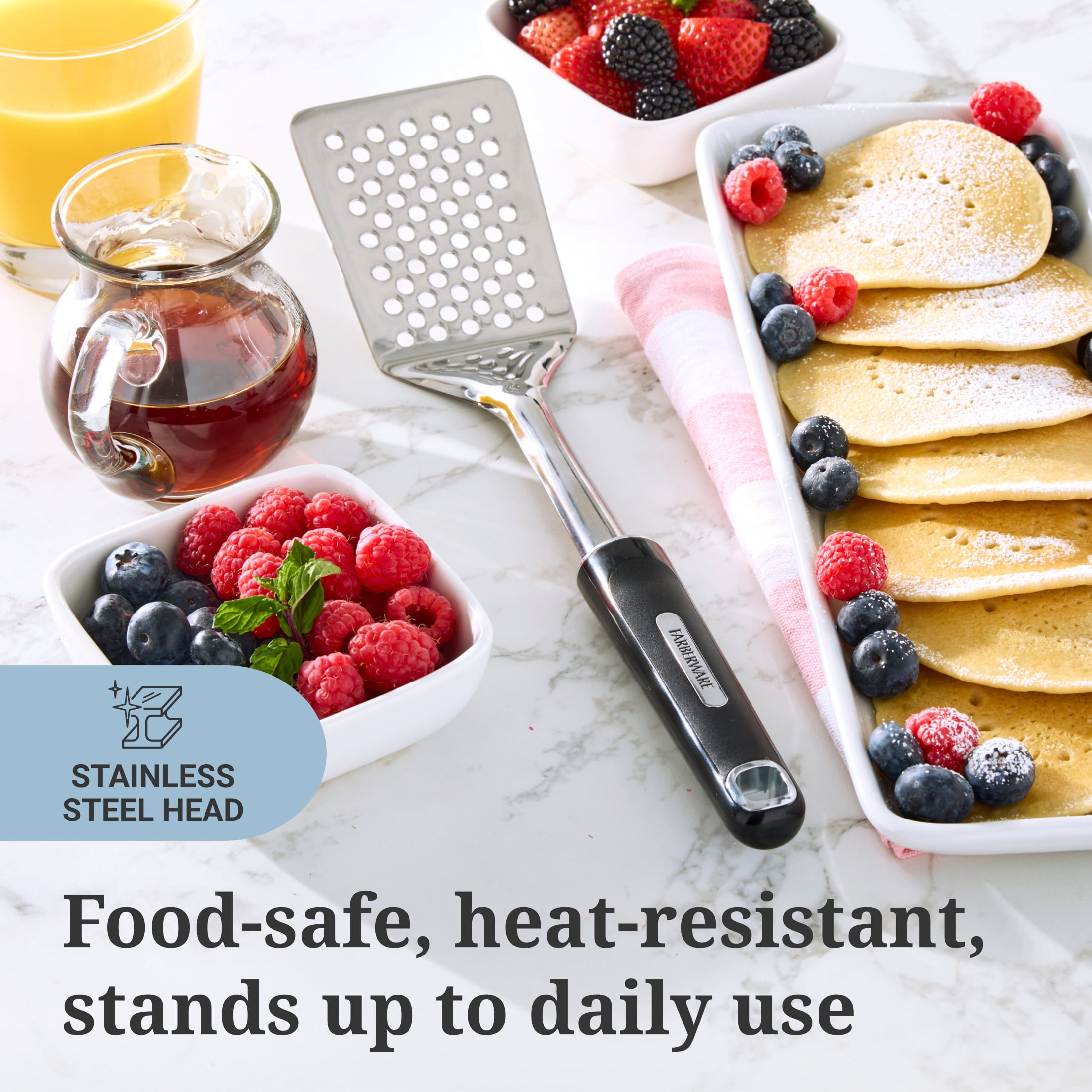 Farberware Professional Stainless Steel Slotted Kitchen Spatula/Turner with Black Handle