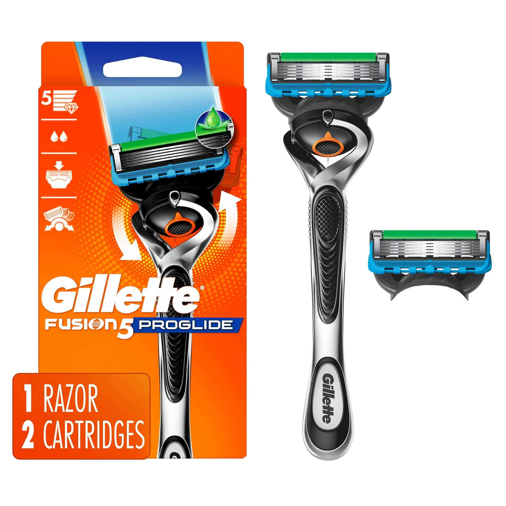 Gillette Fusion5 ProGlide Shaving Razor for Men, 1 Razor Handle, 2 Gillette Fusion5 ProGlide Shaving Razor for Men, 1 Razor Handle, 2