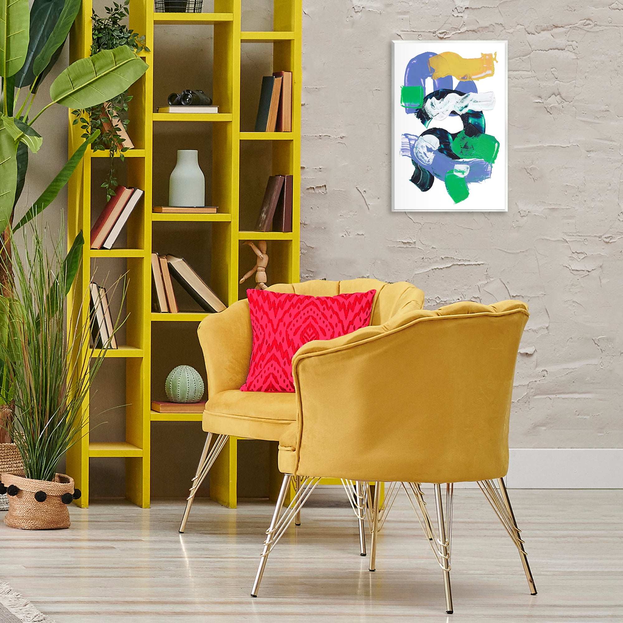 Stupell Industries Curved Paint Strokes Abstract Painting Unframed Art Print Wall Art, 13 x 19
