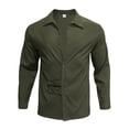 thumbnail image 3 of Men's Fashion Plus Size Long Sleeve Shirts d Top Solid Color Casual Loose Cardigan Lapel Shirt d Lapel Top/shirt Up to 65% off!, 3 of 7