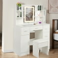thumbnail image 3 of Ciumeeo Makeup Vanity with Lights and Mirror, Vanity Table with Drawers & Stool, 3 Lighting Modes, White, 3 of 8
