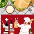 thumbnail image 3 of Amarainy Chef Kitchen Scene Red And Black Checkered Design Linen Table Mats Set Of 4 For Home Kitchen Table Decor 12x18 inch, 3 of 5