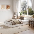 thumbnail image 7 of Twin Size Wood Platform Bed Frame, Floor-Standing No-Gap Design, Modern Minimalist No Headboard Bed Frame, Wood Slat Support, No Box Spring Needed, Easy Assembly, White, 7 of 7