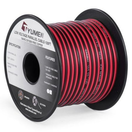 tyumen 100ft 18 awg gauge 2 conductor stranded red black car home