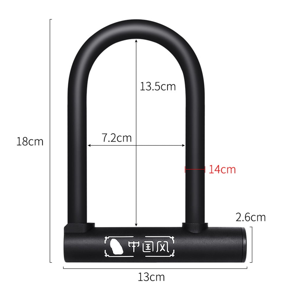 Set of 3 Motorcycle Bike U-lock U Shaped Bike Lock 18X13X2.6CM Black