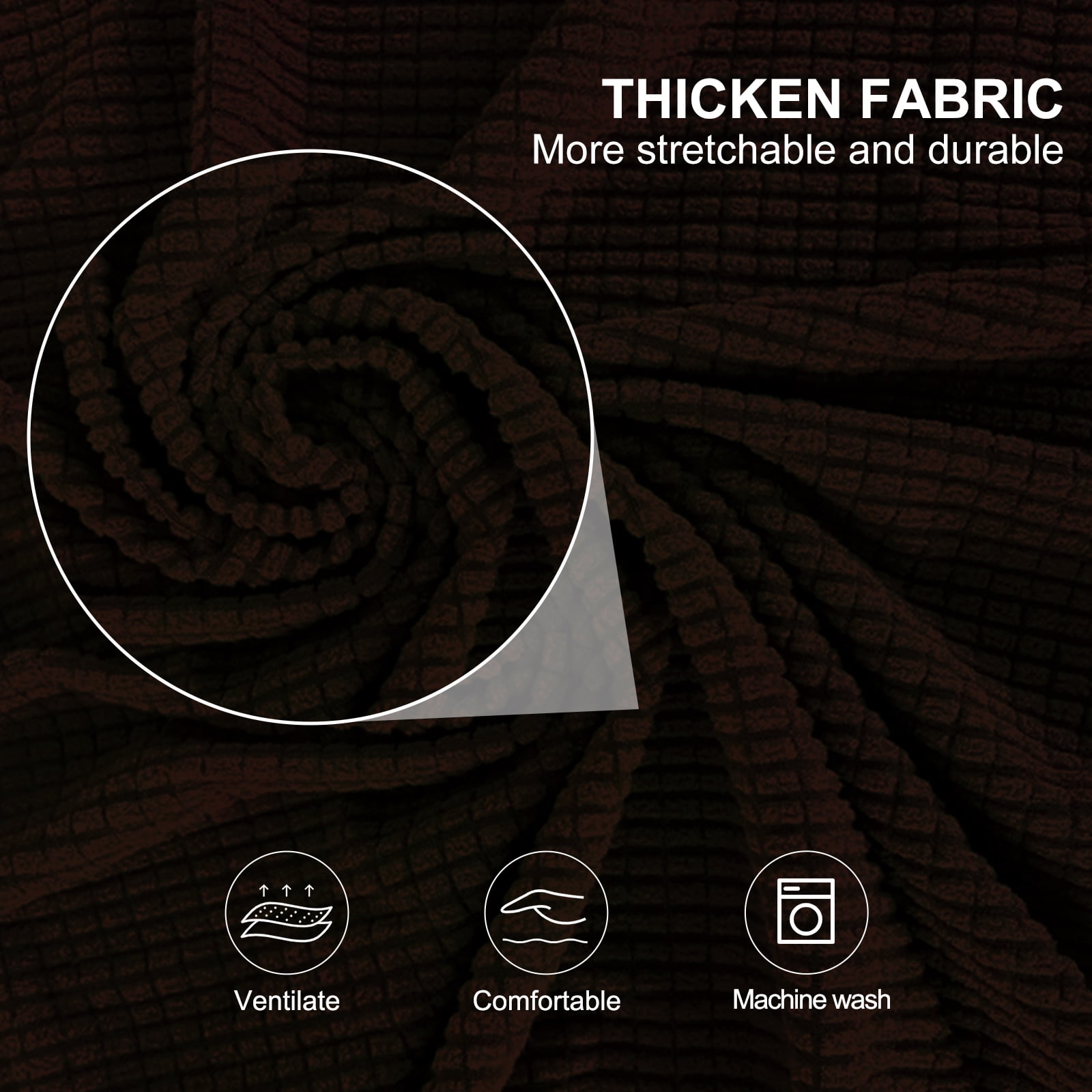 Luxshare Home Stretch Couch Cover for 3 Cushion Furniture Protector Sofa Covers Washable Pet Non Slip cover with Elastic Bottom(Sofa/Chocolate)