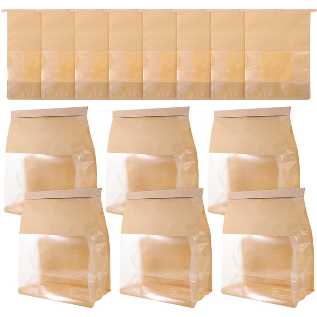 unbranded 50Pcs Paper Bags for Bread Beige with Window for Bakery Use and Homemade Breads