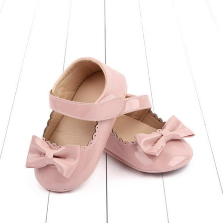 

Bullpiano Baby Girls Mary Jane Flats Soft Non-Slip Sole PU Leather Newborn Princess Shoes Bowknot Prewalkers Baby Girls Shoes