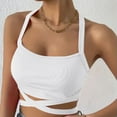 thumbnail image 4 of Public Womens Cropped Tank Tops Trendy Ribbed Sleeveless Square Neck Summer Basic Tops Causal Halter Slim Fit Cross Bandage Shirts White S, 4 of 7
