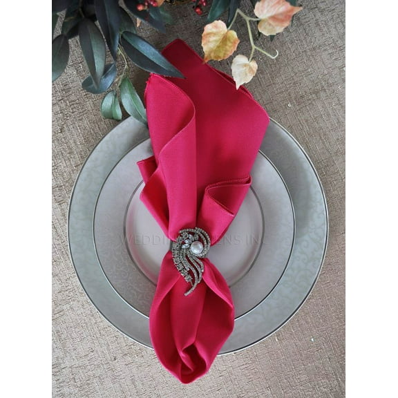 Wedding Linens Inc. (10 pcs) 17" x 17" Polyester Linen Napkins - Fuchsia