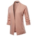 thumbnail image 1 of A2Y Women's Open Front Crepe Stretchable 3/4 Sleeve Office Blazer Jacket Peach S, 1 of 6