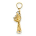 thumbnail image 2 of Auriga Fine Jewelry 14K Yellow Gold w/ White Rhodium 3-D Angel Playing Harp Charm (L-23.15 mm, W-11.4 mm), 2 of 6