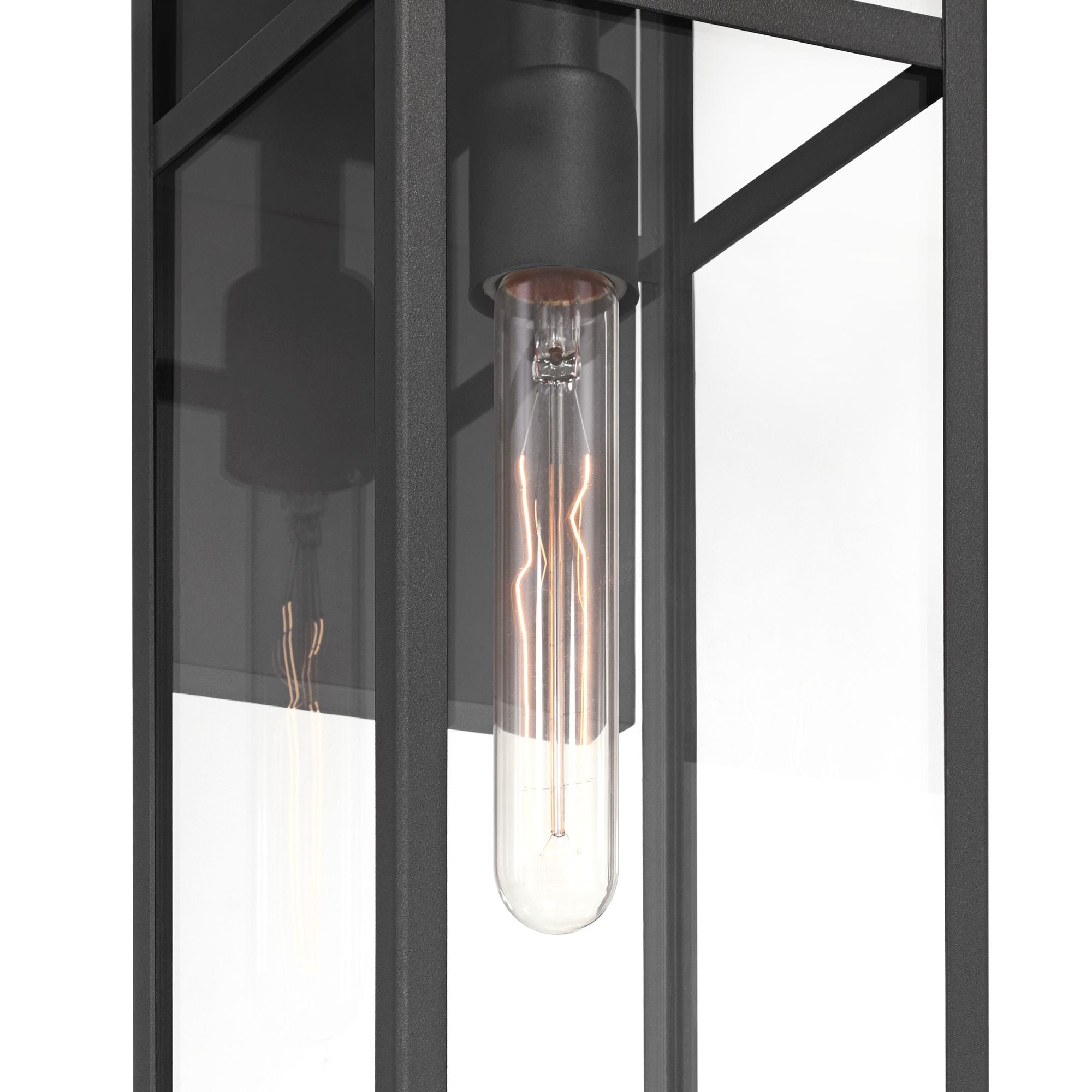 John Timberland San Lucas 18 3/4" High Modern Outdoor Wall Light Fixture Mount Porch House Set of 2 Sand Black Metal Glass Shade