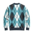 thumbnail image 7 of Kixjoy Blue Cardigan Sweaters for Men V Neck Button Down Knit Cardigan Lightweight Casual Big and Tall Long Sleeve Jackets Winter Fashion Plaid Sweaters for Men, Sky Blue 4XL, 7 of 7