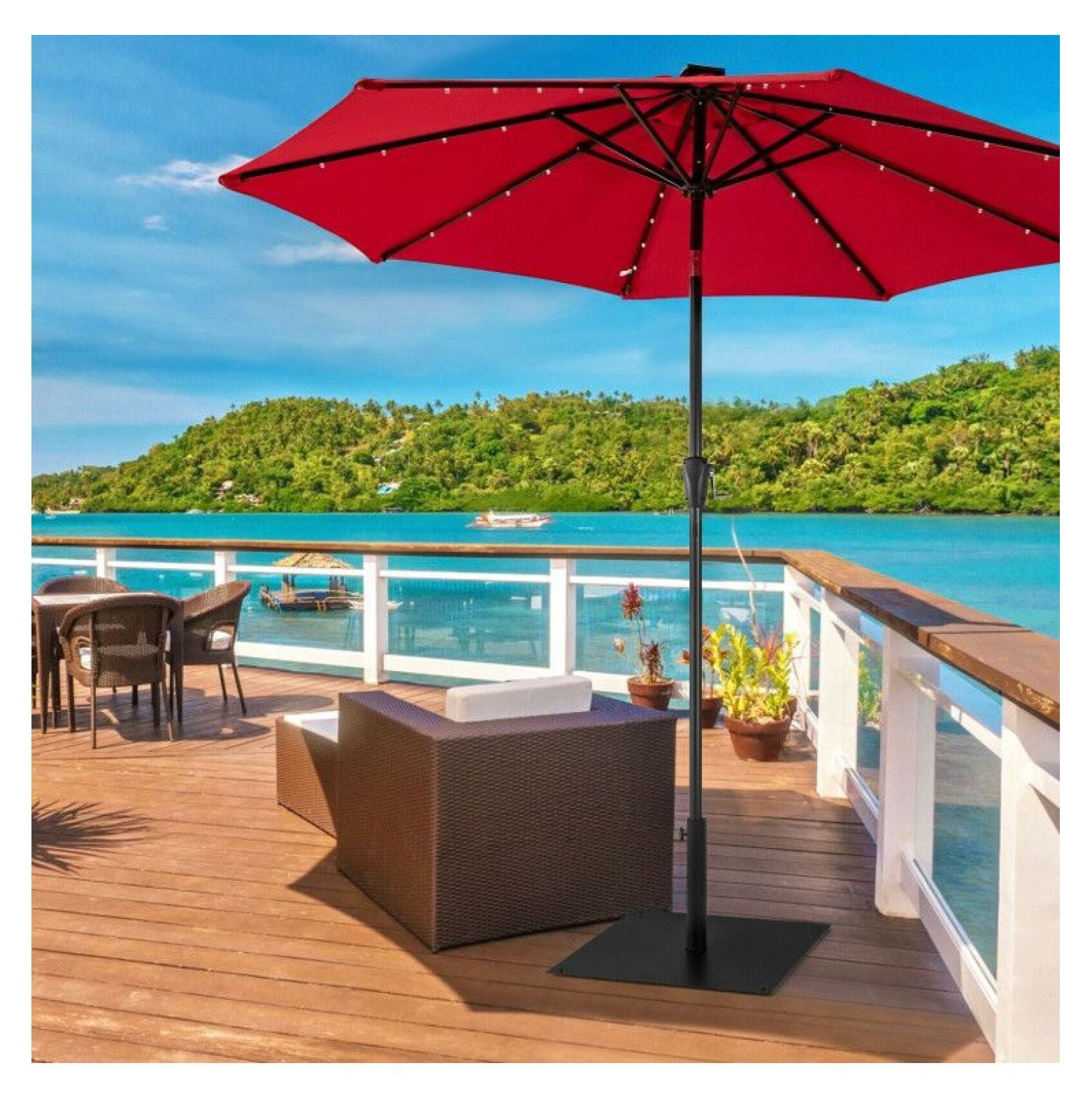 Umbrella Base 40lbs, Square Patio Umbrella Stand - Heavy Duty Steel, Hand Tightening Knob, Fits 1.4-1.9" Poles, Outdoor Backyard Use