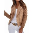 thumbnail image 2 of Women'S Faux Leather Jackets Suede Spring Trendy Outfits 2025 Fall Zip Up Cropped Moto Jakcet Outerwear Khaki L, 2 of 9