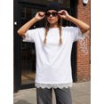 thumbnail image 4 of LMLYSoH Women's Summer Oversized T-Shirt Lace Patchwork Crew Neck Short Sleeve Loose Fitting Tops, 4 of 9