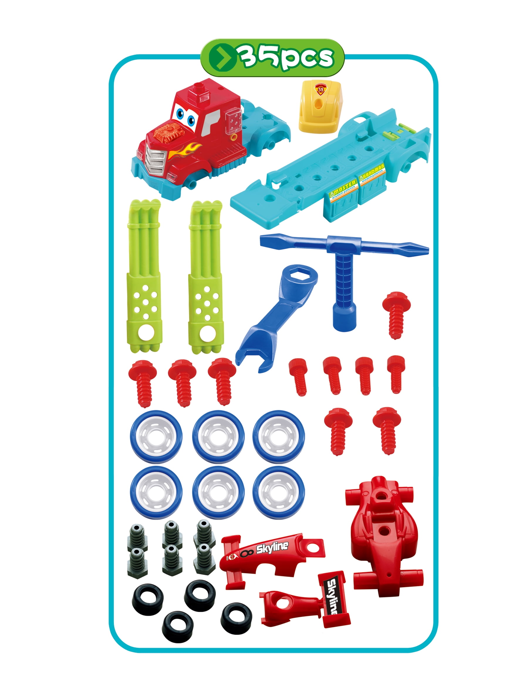 PlayWorld Toolbench Time! Take-A Part Carrier Tool Box With Racing Car And Lights & Sounds