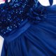 thumbnail image 4 of JerrisApparel Vestido de fiesta de tul con flores y malla de lentejuelas para niña (3T azul marino), 4 of 5