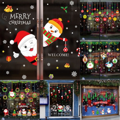Christmas Santa Removable Window Stickers Festival Art Decal Wall Home Shop Xmas 