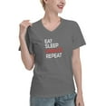 thumbnail image 2 of Eat Sleep Karate Repeat Women'S V Neck T Shirts Deep Heather Large, 2 of 5