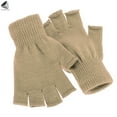 thumbnail image 3 of PULLIMORE Unisex Half Fingerless Gloves Winter Warm Half Finger Knit Gloves Flexibly Stretchy Knitted Mittens (Khaki), 3 of 10