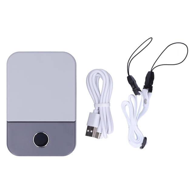 Ventilador eléctrico con pantalla digital LED, carga USB, portátil, para colgar en el cuello, para el hogar y al aire libre, azul marino